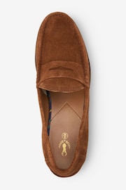 Brown Suede Regular Fit Penny Loafers - Image 7 of 10