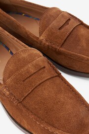Brown Suede Regular Fit Penny Loafers - Image 8 of 10