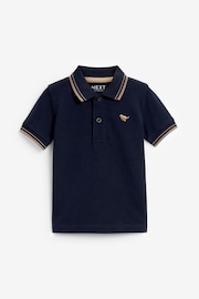 Navy Tipped Short Sleeve Polo Shirt (3mths-7yrs) - Image 1 of 4