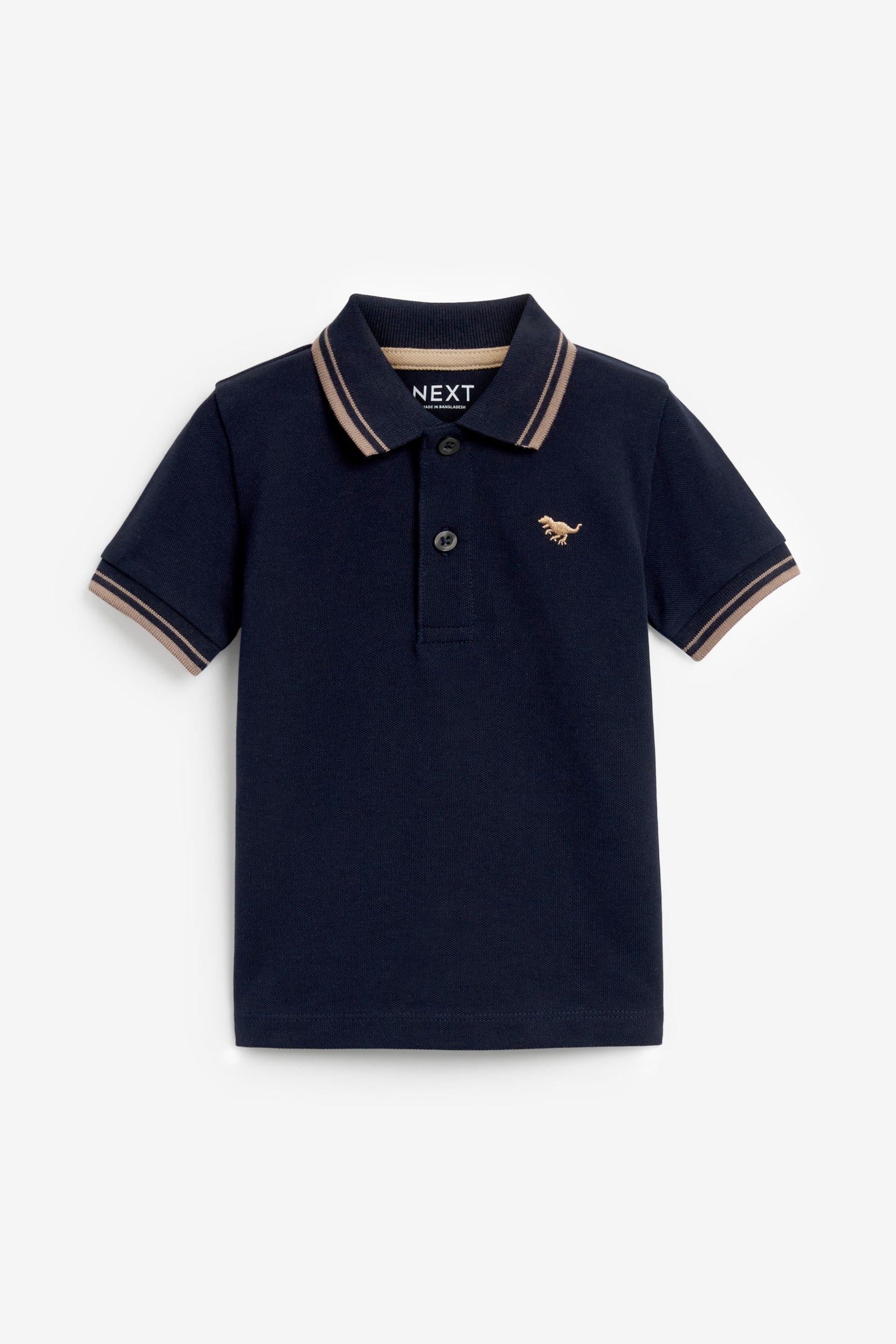 Navy Tipped Short Sleeve Polo Shirt (3mths-7yrs) - Image 1 of 4