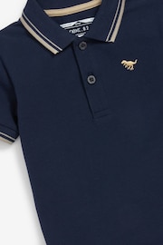 Navy Tipped Short Sleeve Polo Shirt (3mths-7yrs) - Image 3 of 4
