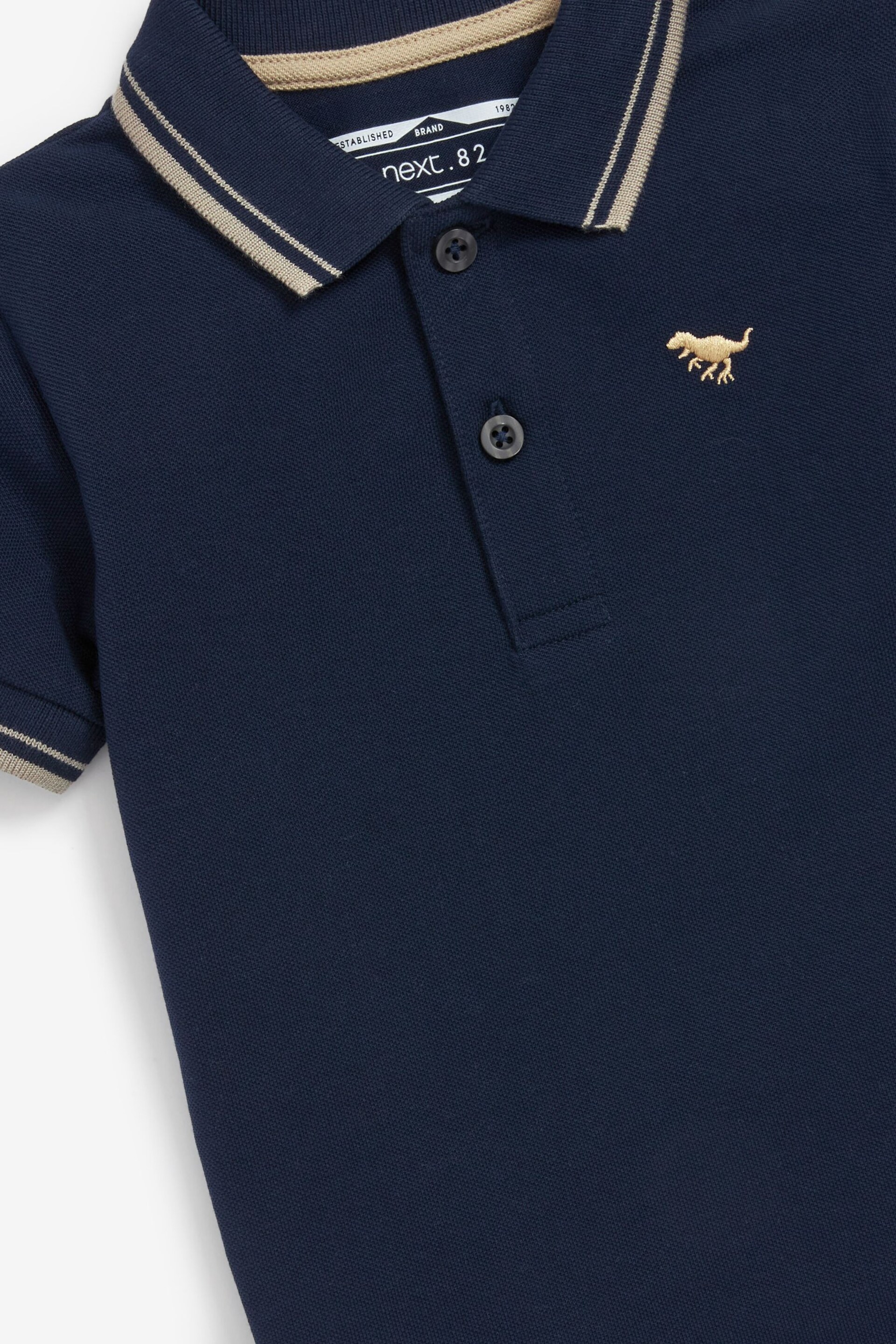 Navy Tipped Short Sleeve Polo Shirt (3mths-7yrs) - Image 3 of 4