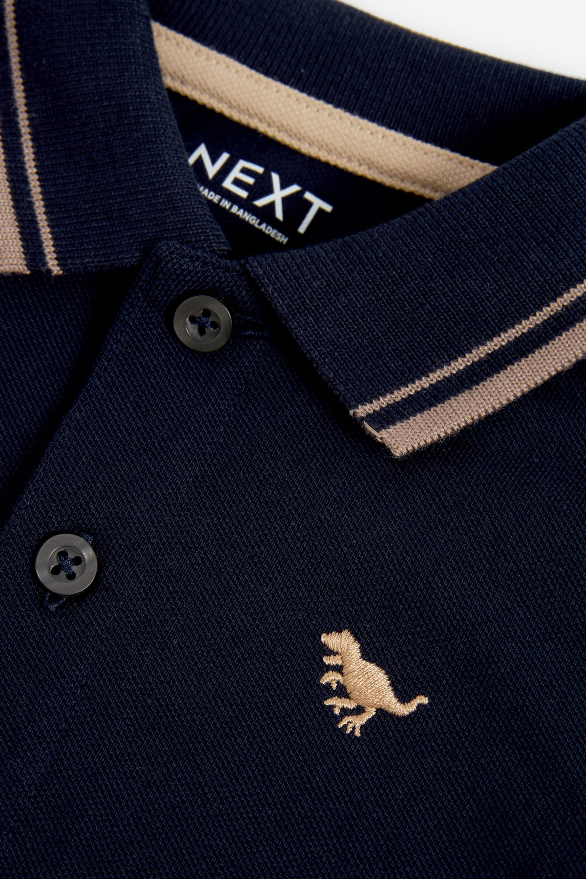 Navy Tipped Short Sleeve Polo Shirt (3mths-7yrs) - Image 4 of 4