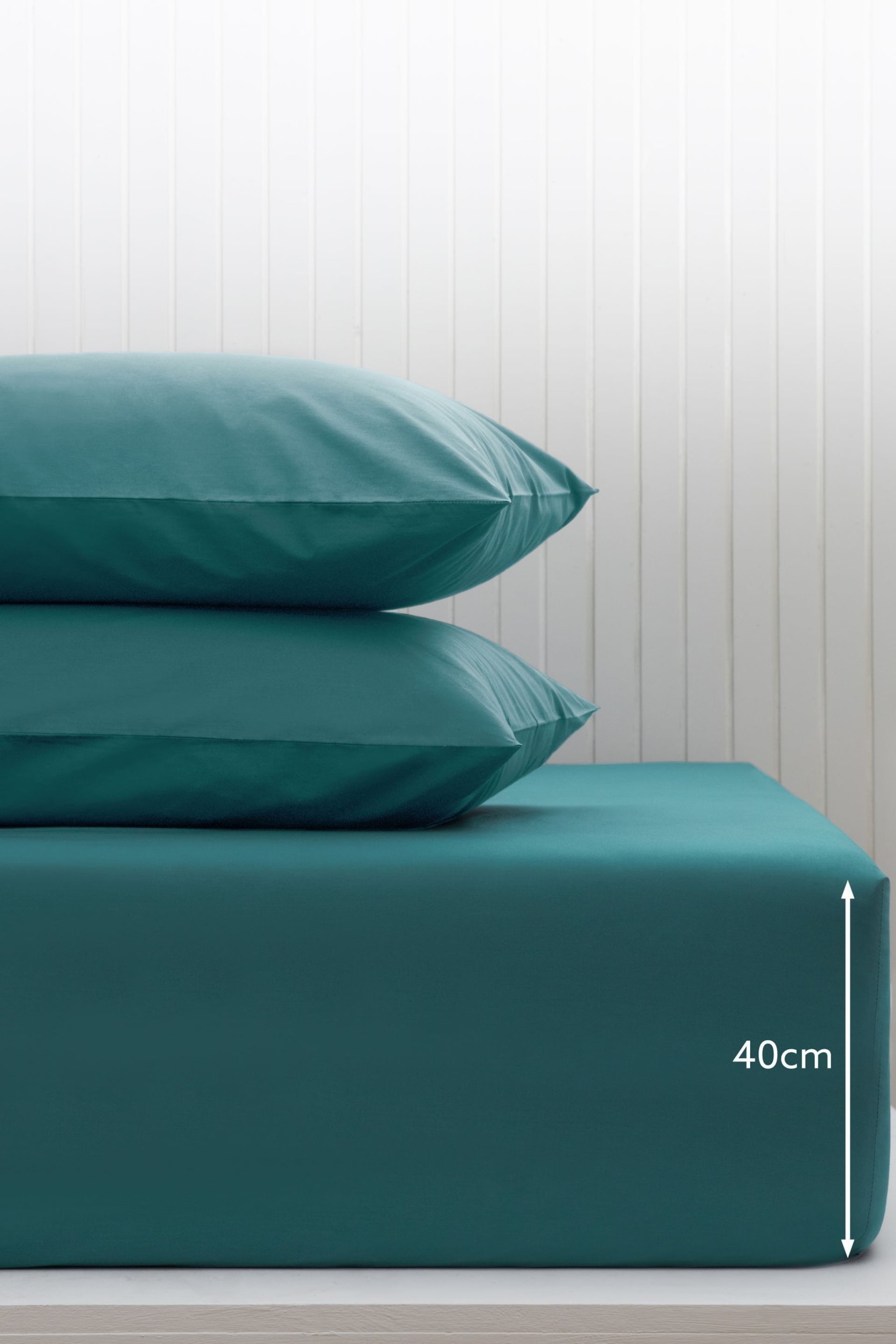 Blue Dark Teal Cotton Rich Extra Deep Fitted Sheet - Image 2 of 2