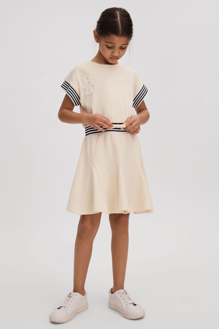 Reiss Ivory Milo Teen Cotton Blend Logo Dress - Image 2 of 4