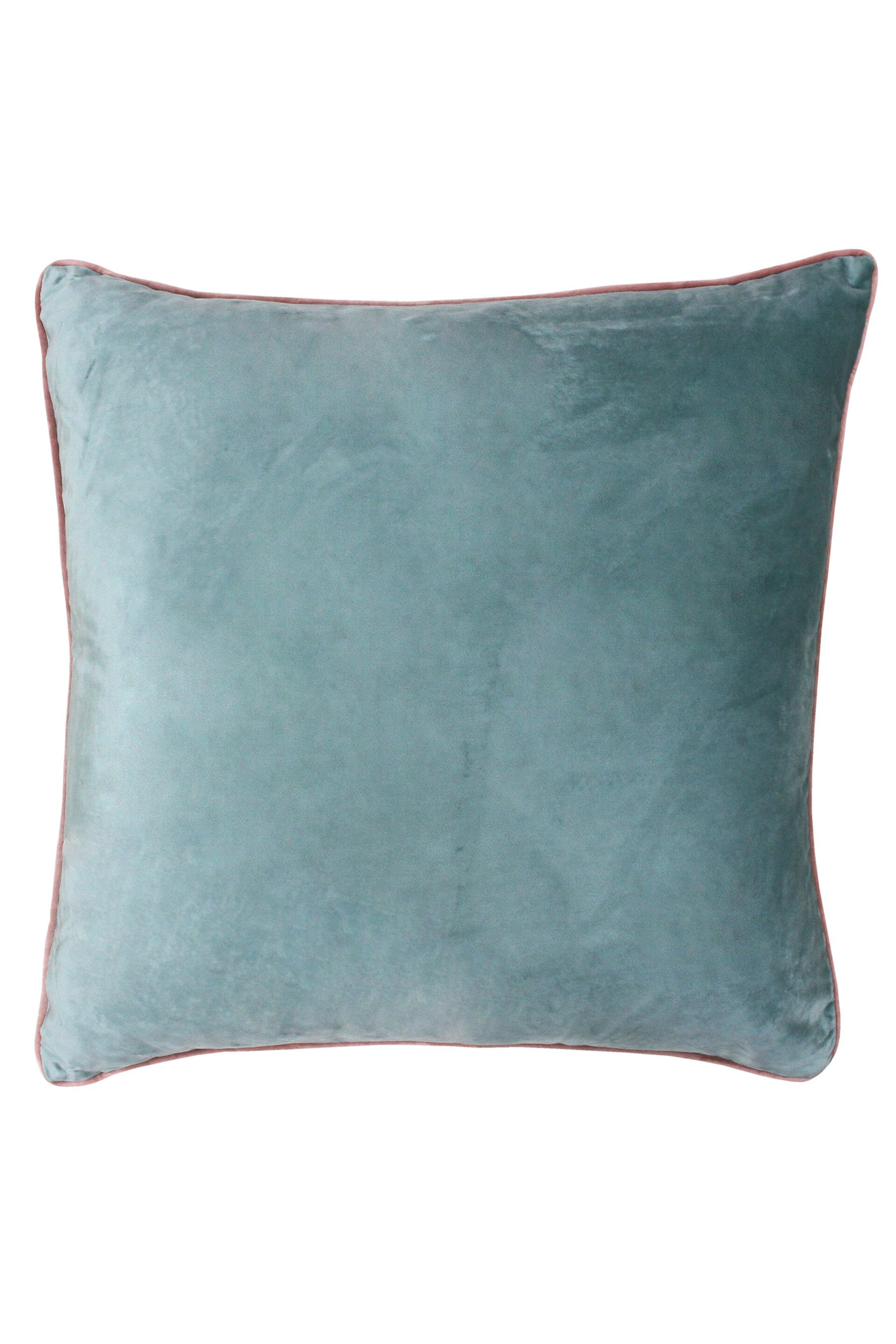 Riva Paoletti Mineral Green/Blush Pink Meridian Velvet Polyester Filled Cushion - Image 1 of 2