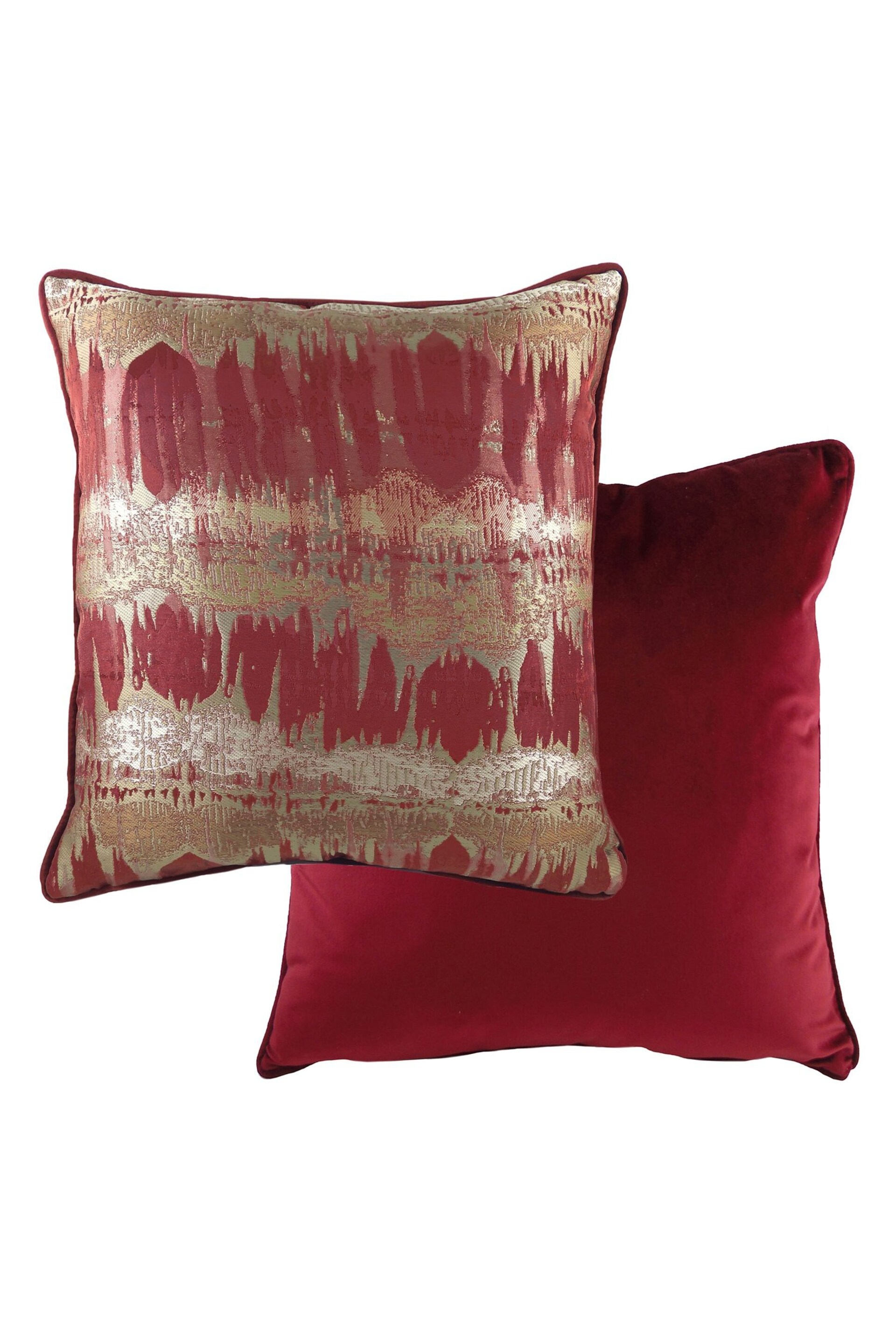 Evans Lichfield Burgundy Red Inca Jacquard Polyester Filled Cushion - Image 1 of 2