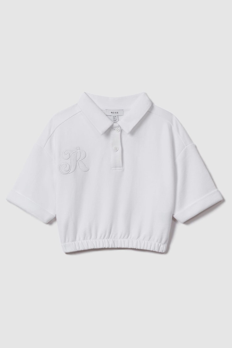 Reiss Ivory Pax 4-9 yrs Cotton Cropped Polo Shirt - Image 2 of 4