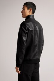 Ted Baker Black Leadon Leather Bomber Jacket - Image 2 of 5