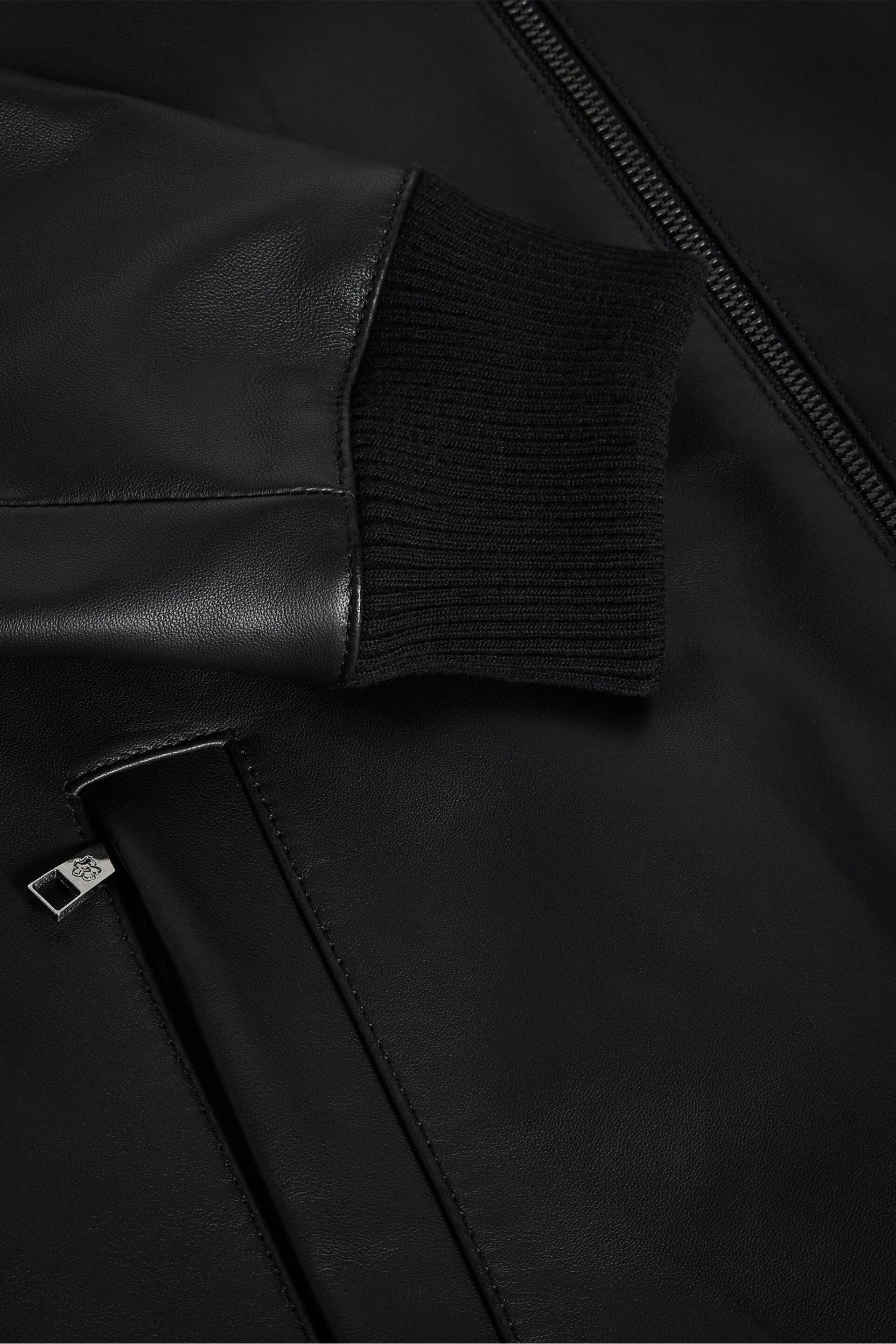 Ted Baker Black Leadon Leather Bomber Jacket - Image 5 of 5