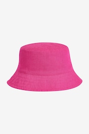 Bright Pink Linen Rich Bucket Hat (3mths-16yrs) - Image 1 of 2