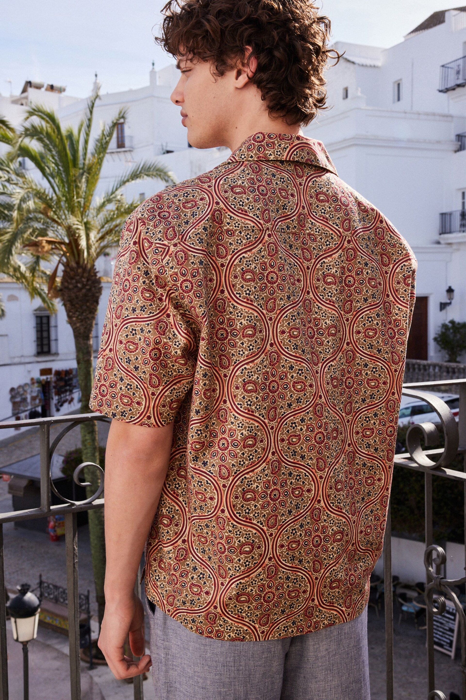 Multi Printed Short Sleeve Shirt With Cuban Collar - Image 4 of 7
