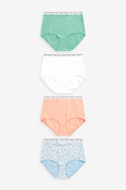 Blue Daisy Print/Spot/Green/Orange Full Brief Cotton Rich Logo Knickers 4 Pack - Image 1 of 8