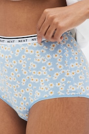 Blue Daisy Print/Spot/Green/Orange Full Brief Cotton Rich Logo Knickers 4 Pack - Image 4 of 8