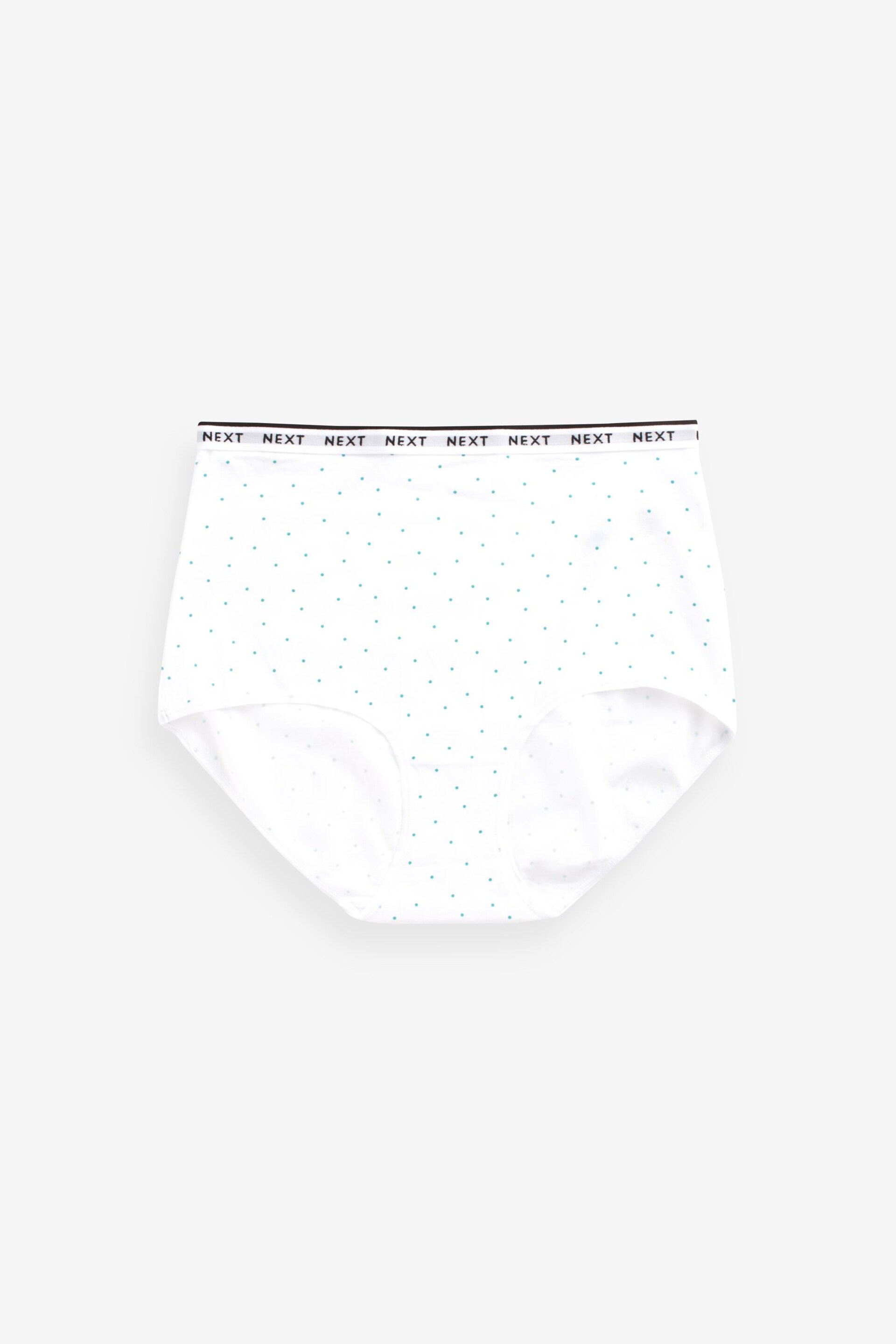 Blue Daisy Print/Spot/Green/Orange Full Brief Cotton Rich Logo Knickers 4 Pack - Image 6 of 8