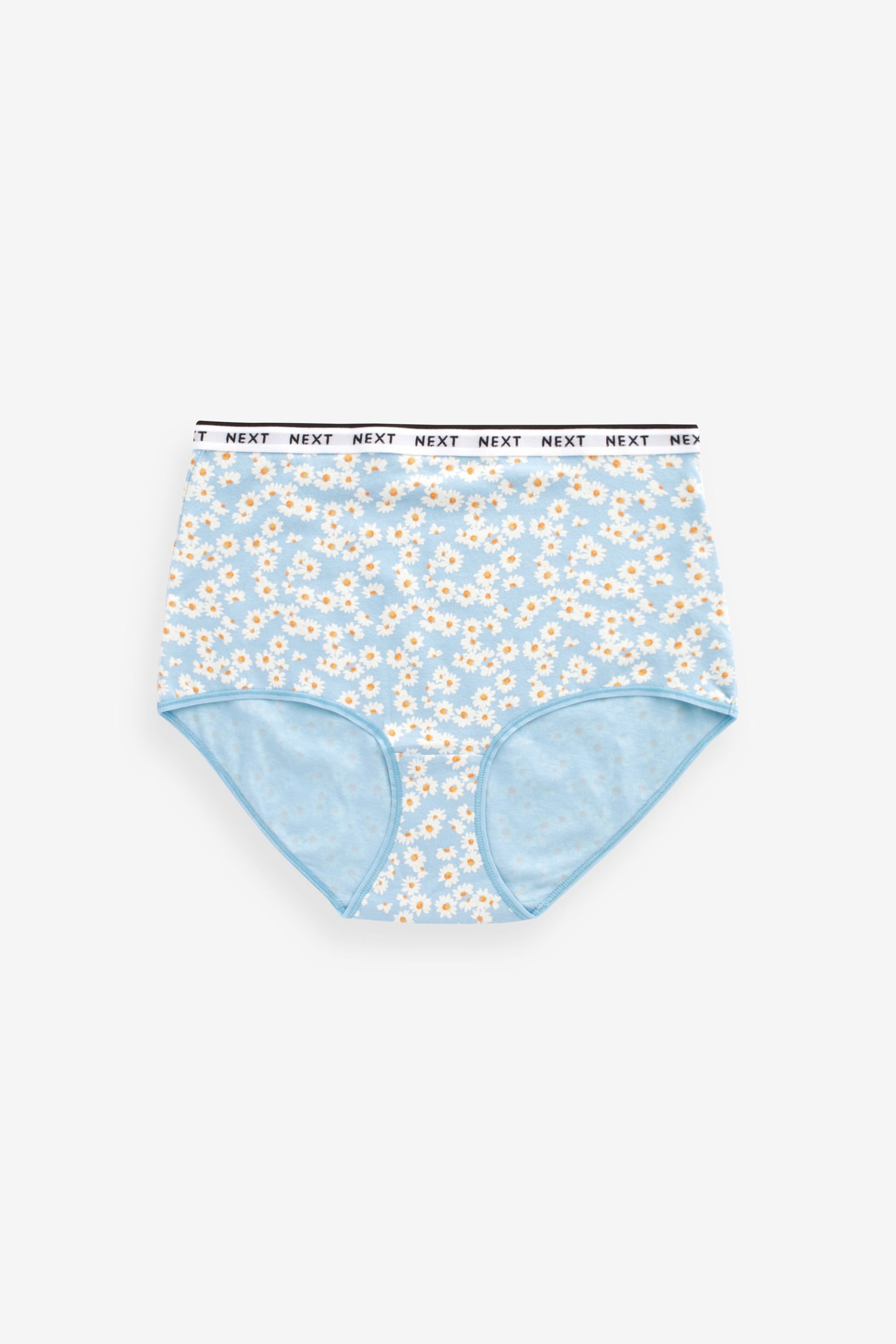 Blue Daisy Print/Spot/Green/Orange Full Brief Cotton Rich Logo Knickers 4 Pack - Image 8 of 8