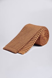 MOSS Gold Knitted Silk Tie - Image 1 of 2