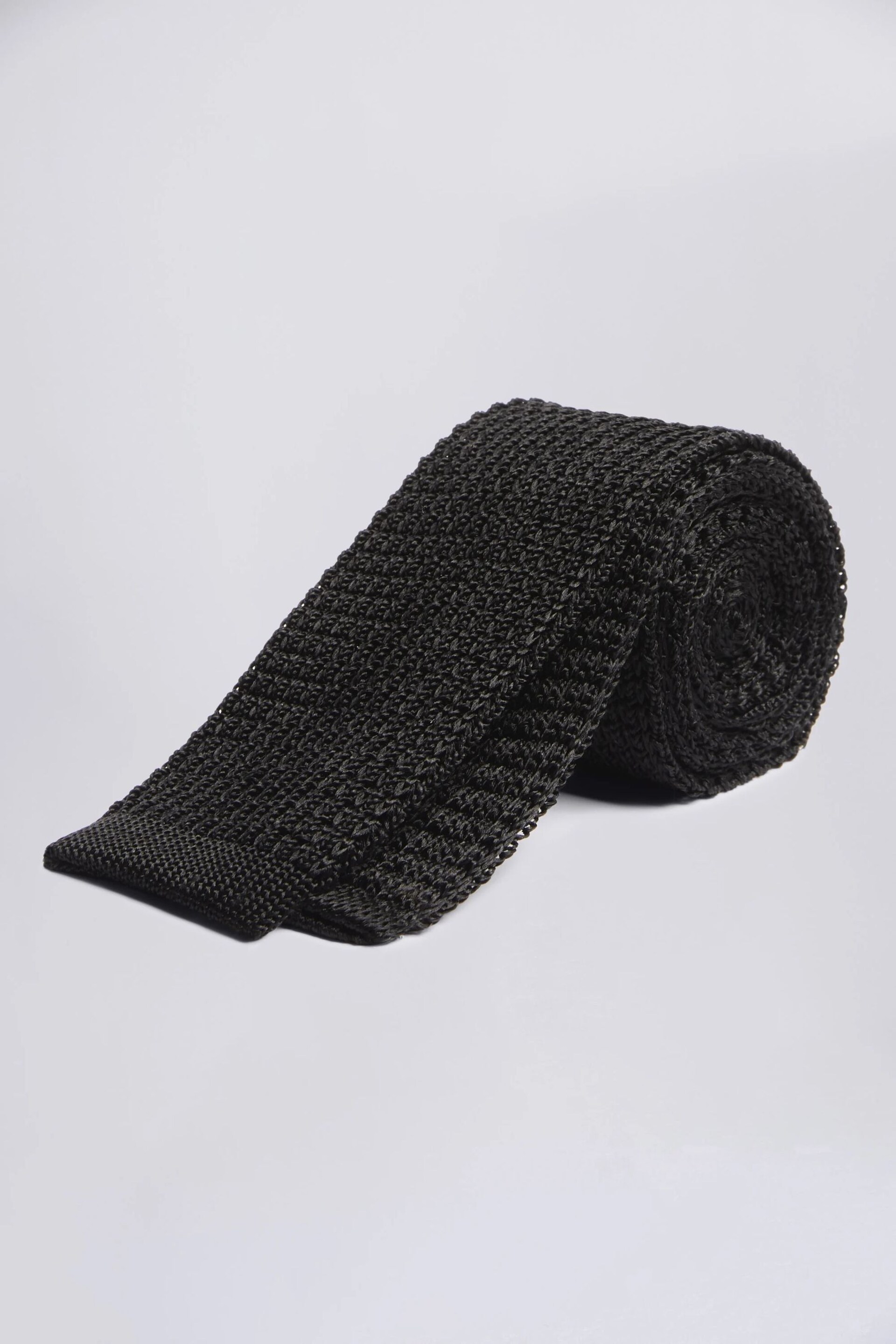 MOSS Black Knitted Silk Tie - Image 1 of 2