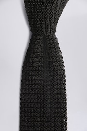 MOSS Black Knitted Silk Tie - Image 2 of 2