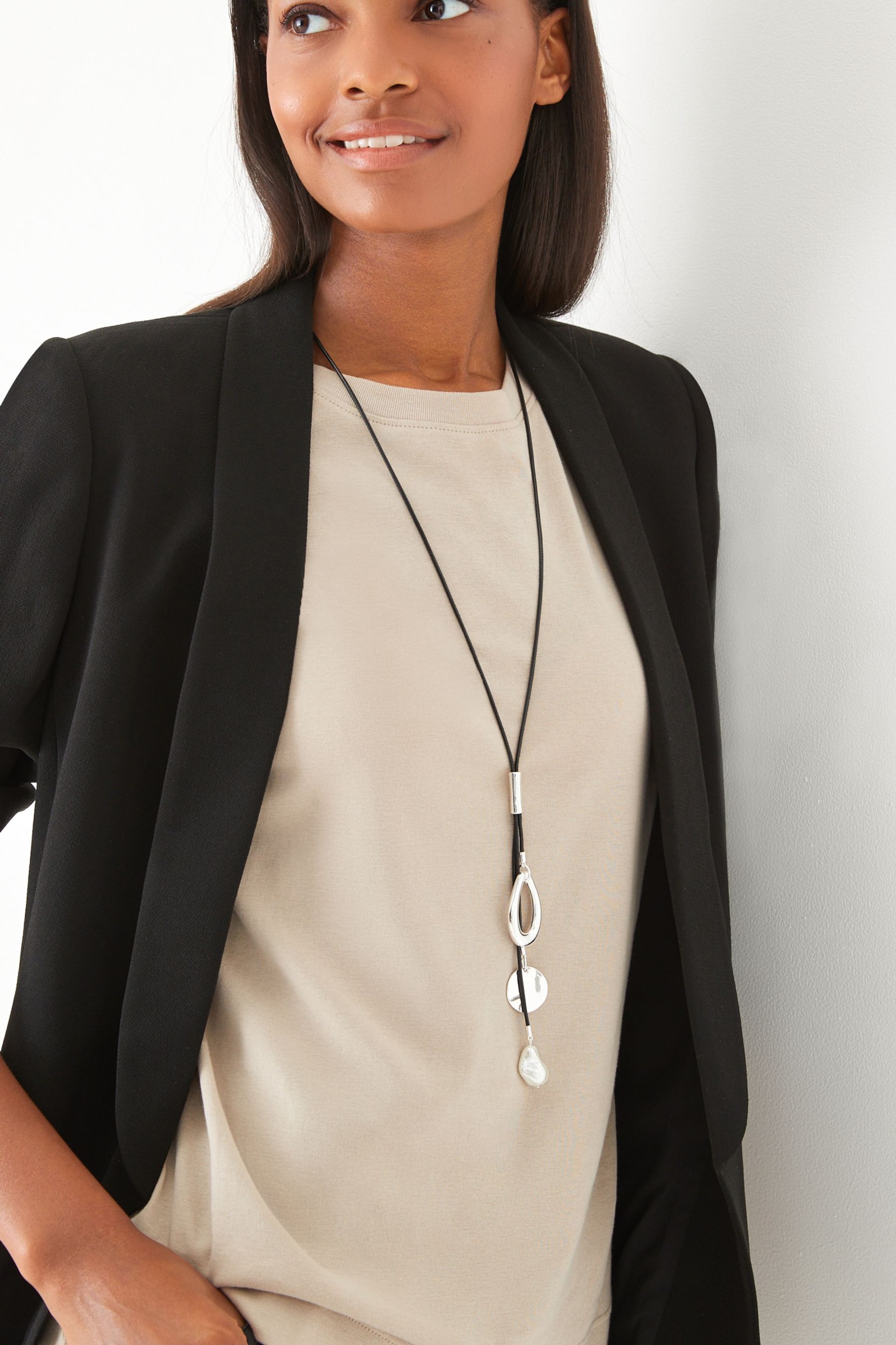 Black Cord Cluster Necklace - Image 1 of 4