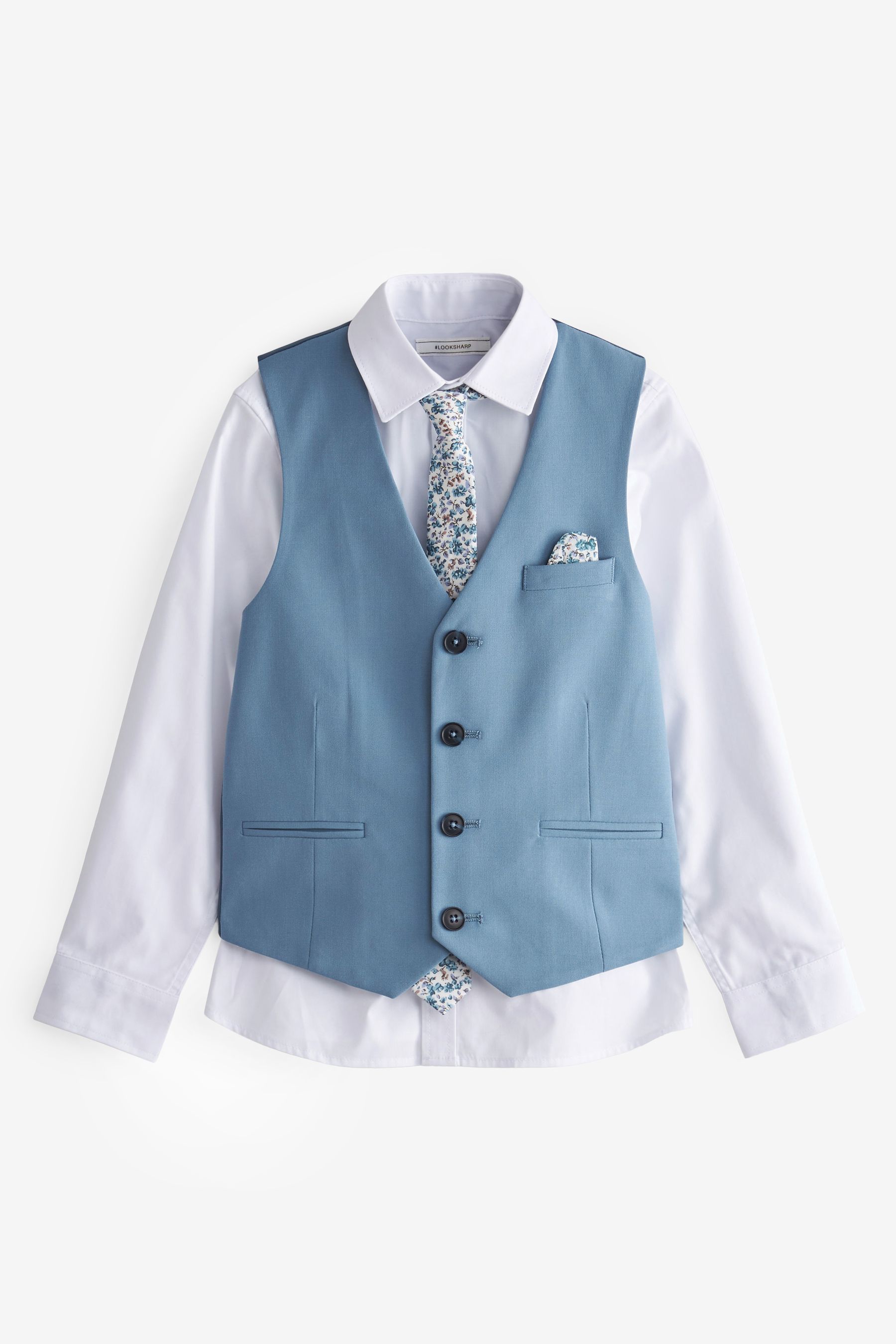 Buy Blue Waistcoat Shirt Tie Set 12mths 16yrs from Next Luxembourg