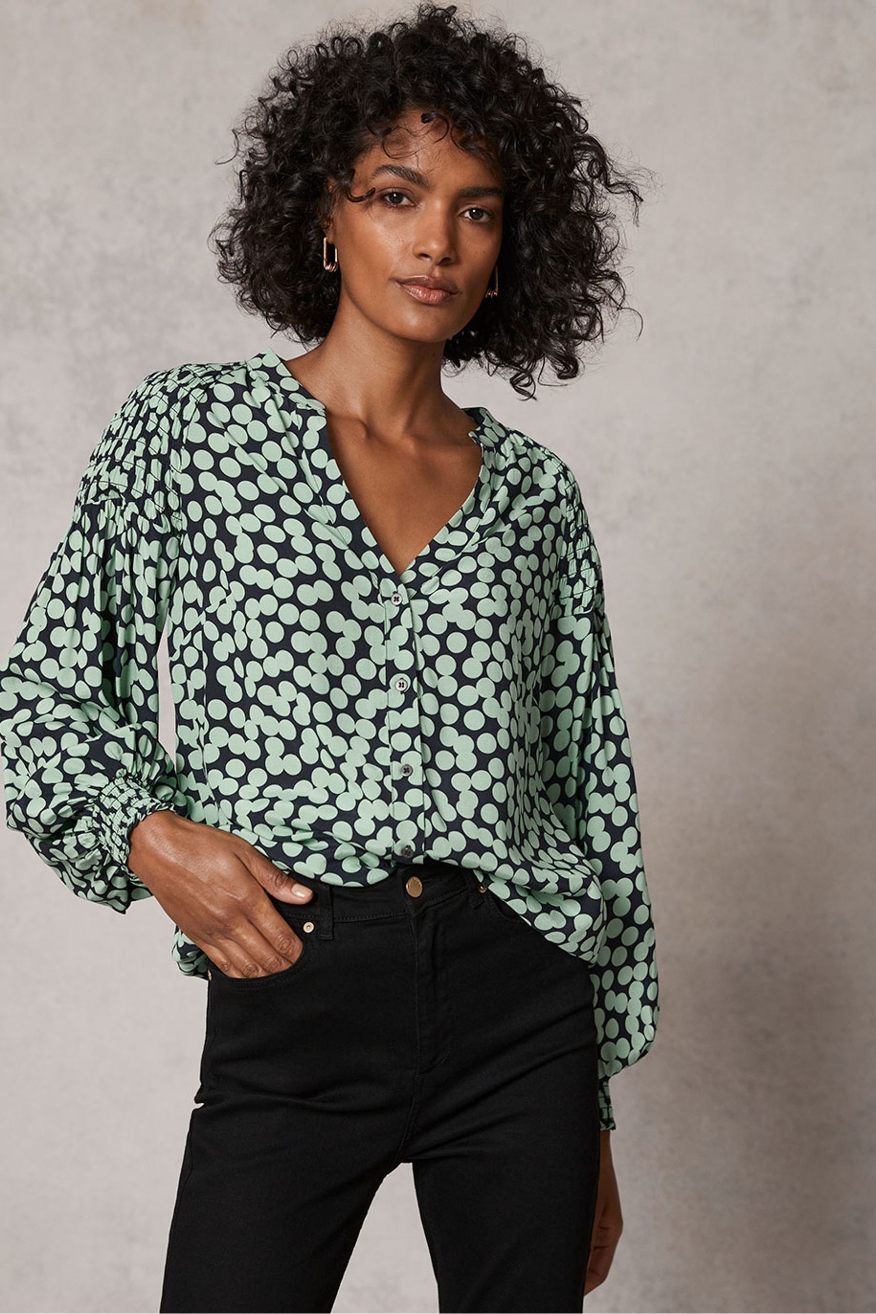 Buy Mint Velvet Green Gloria Print Blouse from Next Slovenia