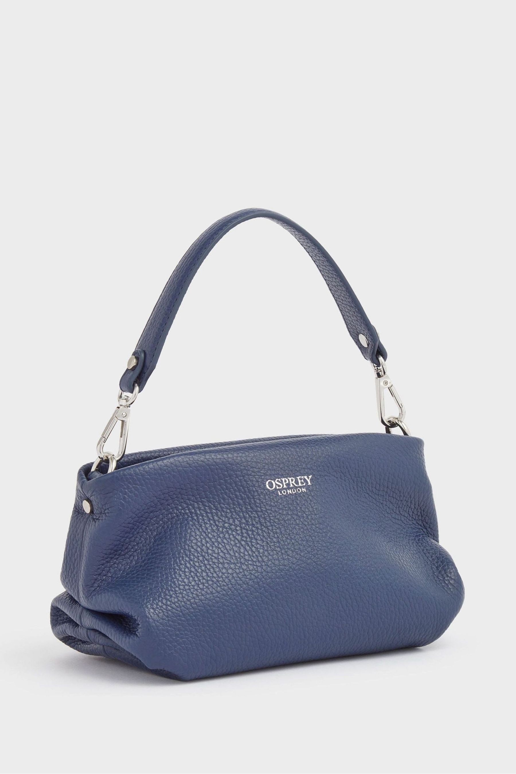 OSPREY LONDON The Carina Shrug Italian Leather Midnight Pearl Midnight Handbag