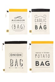 Kitchen Pantry 4 Pack Cream Machine Washable 100% Cotton Vegetable Bags - Image 3 of 3