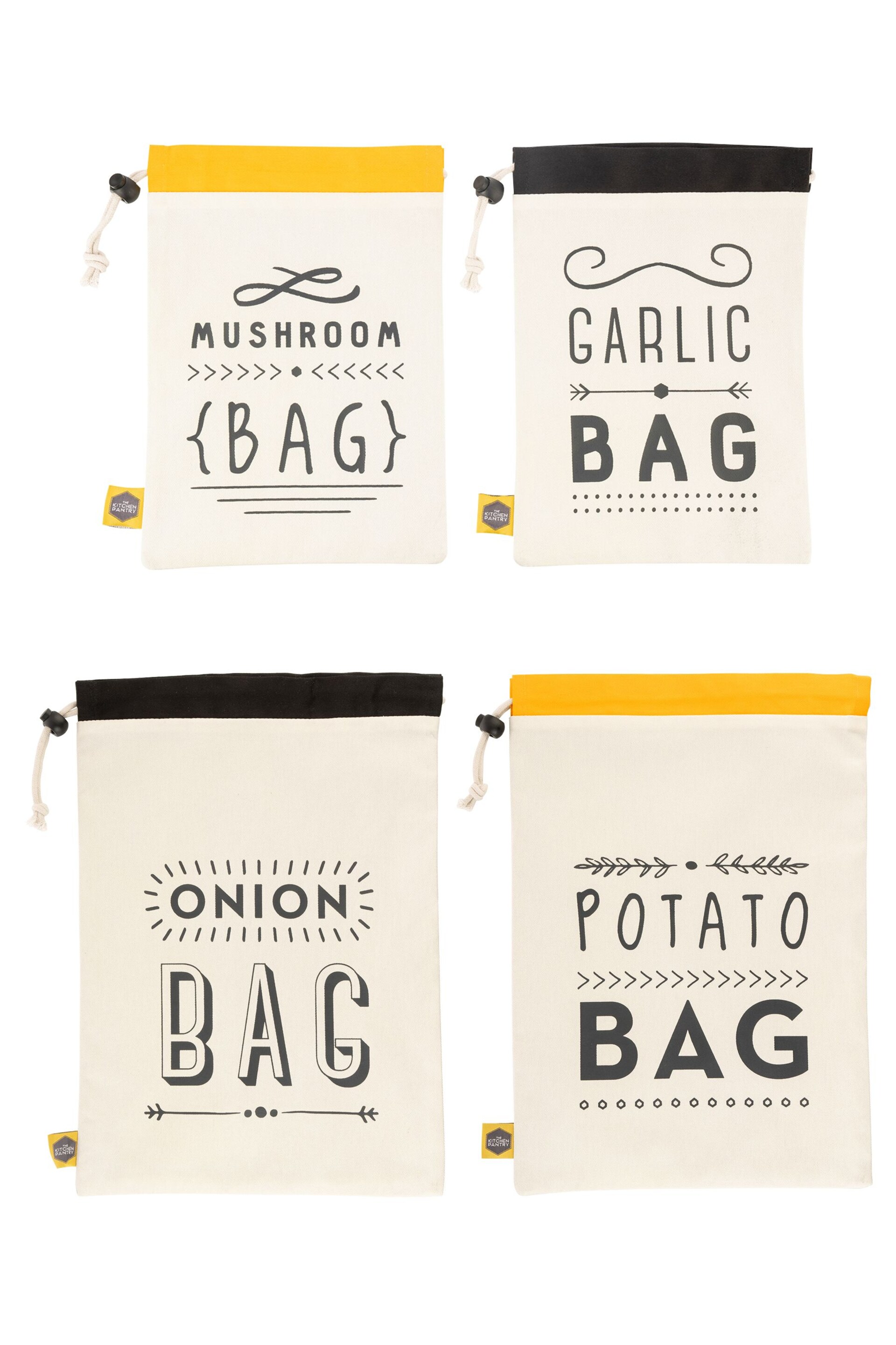 Kitchen Pantry 4 Pack Cream Machine Washable 100% Cotton Vegetable Bags - Image 3 of 3