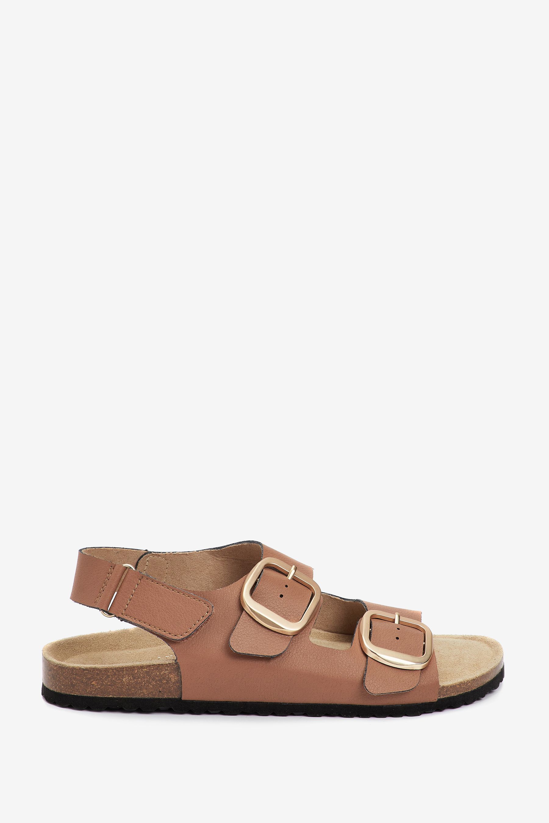 Buy Tan Brown Back Strap Leather Footbed Sandals from Next Luxembourg