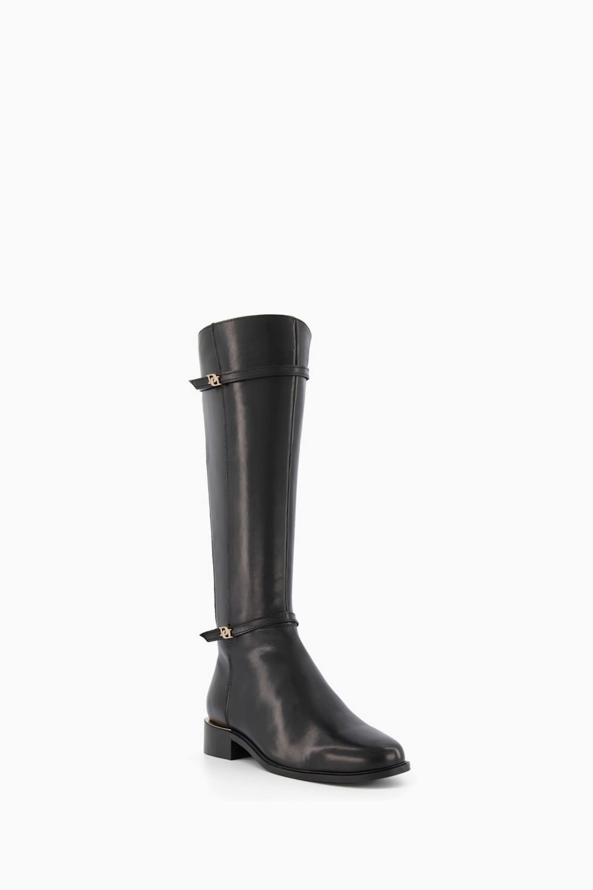 Dune London Black Tap Buckle Trim High Boots - Image 4 of 6