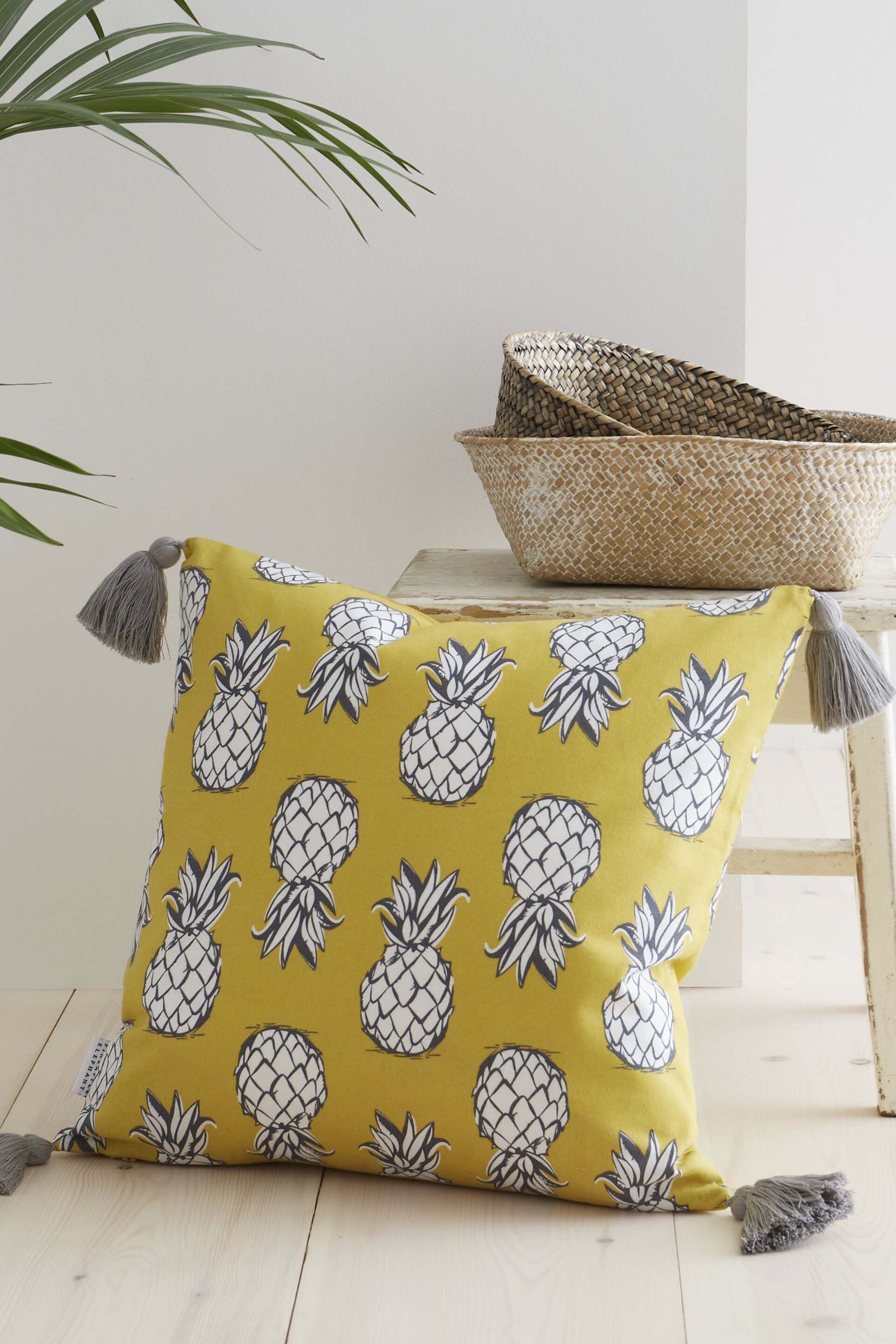 Pineapple Elephant Yellow Tupi Pineapple Outdoor/Indoor Water Resistant Cushion - Image 2 of 5