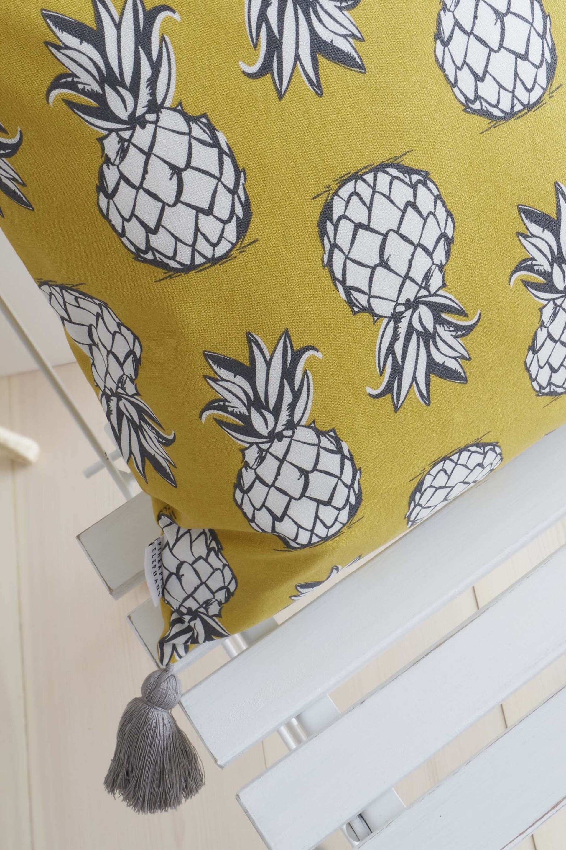 Pineapple Elephant Yellow Tupi Pineapple Outdoor/Indoor Water Resistant Cushion - Image 4 of 5