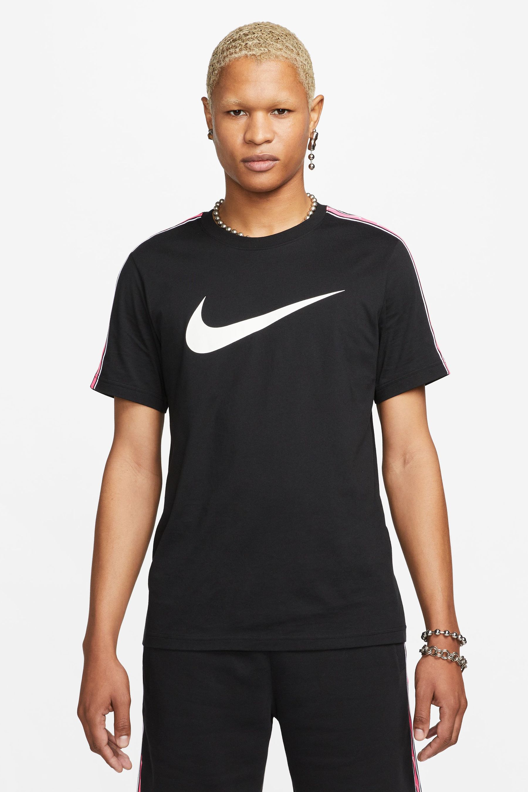 Buy Nike Black Pink Repeat T Shirt from Next Luxembourg