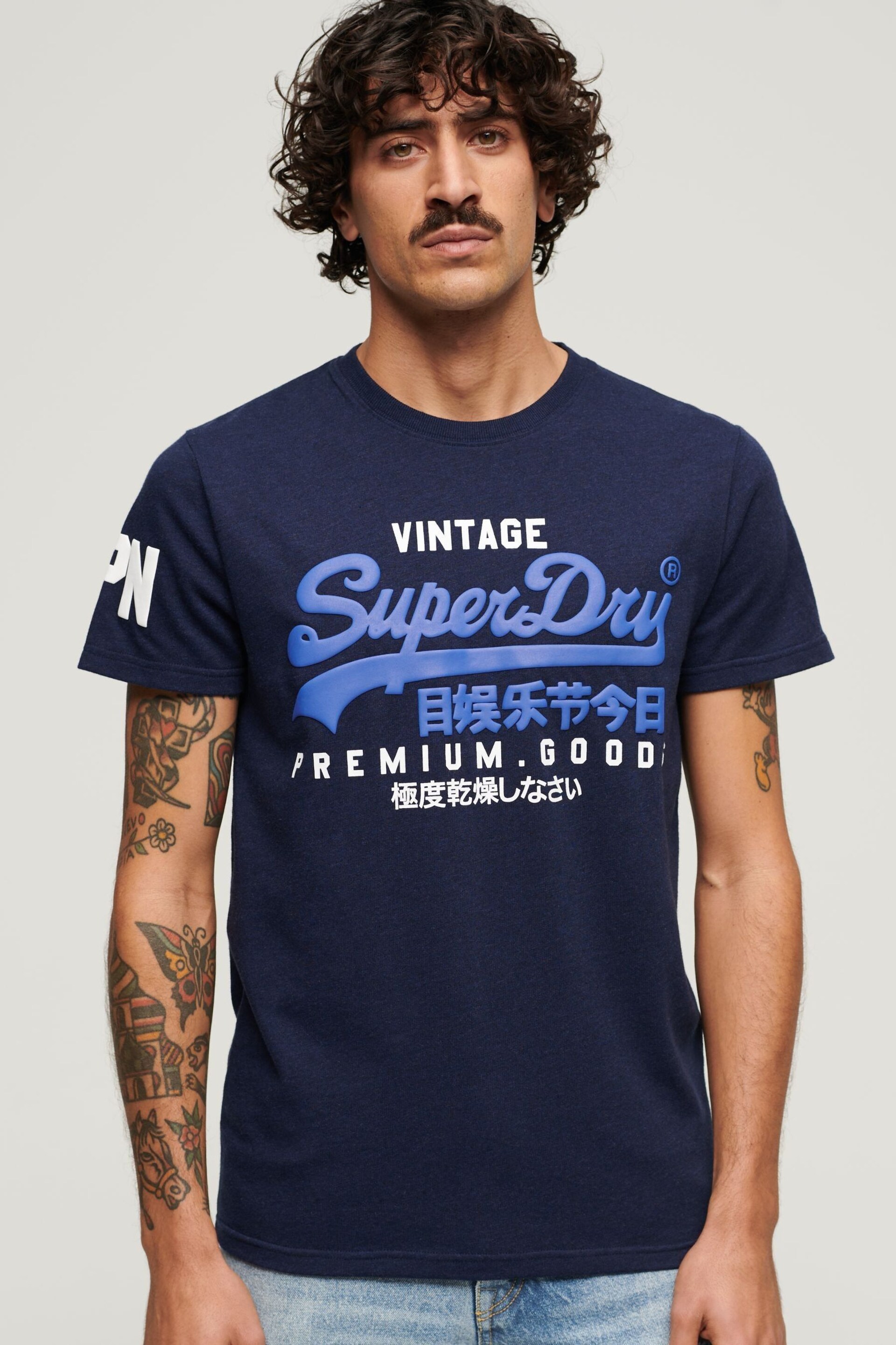 Superdry Blue Essential Logo Embriodery T-Shirt - Image 5 of 12