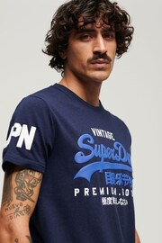 Superdry Blue Essential Logo Embriodery T-Shirt - Image 7 of 12