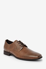 Tan Brown Slim Square Derby Shoes - Image 3 of 10