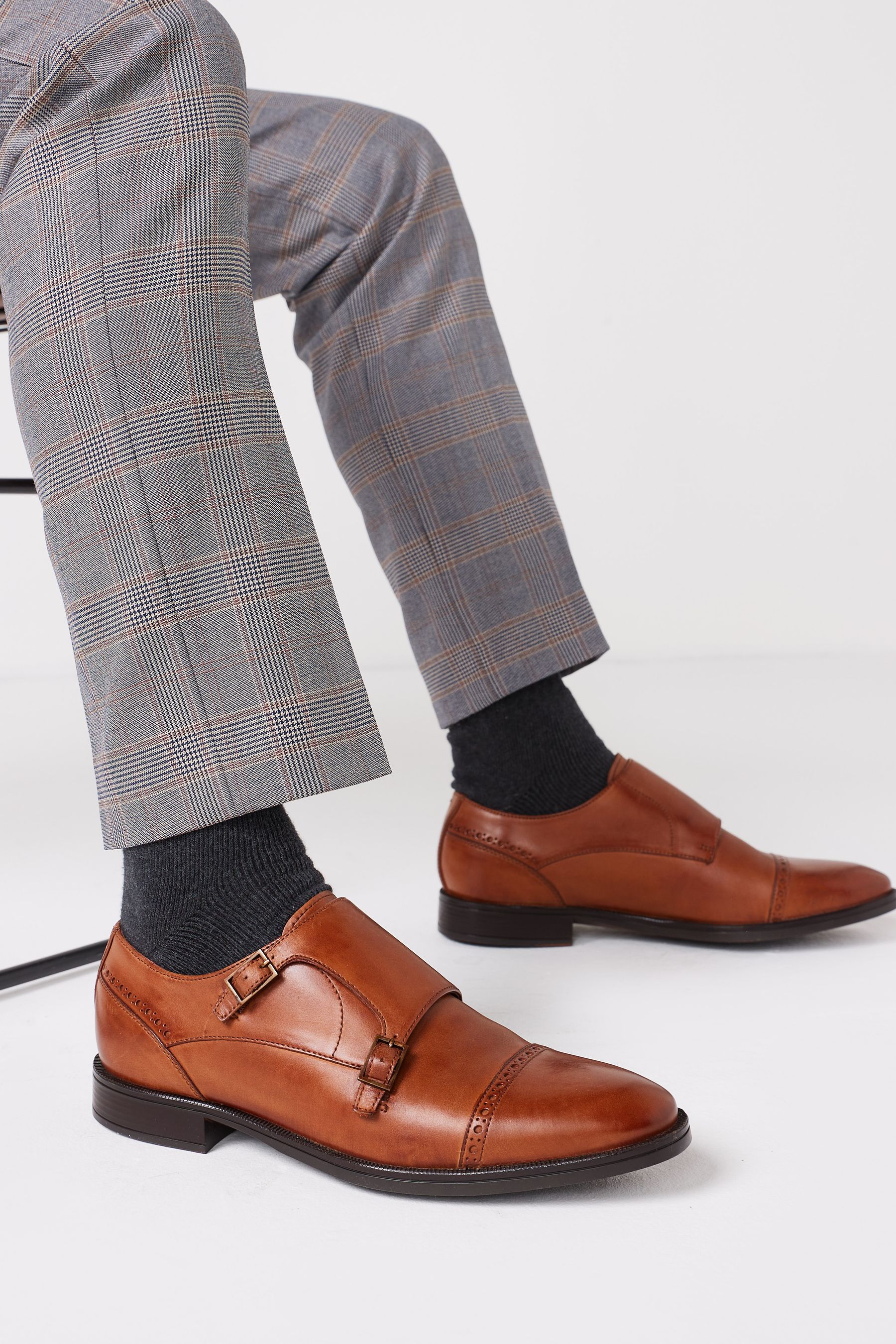 Double monk strap dress shoes top