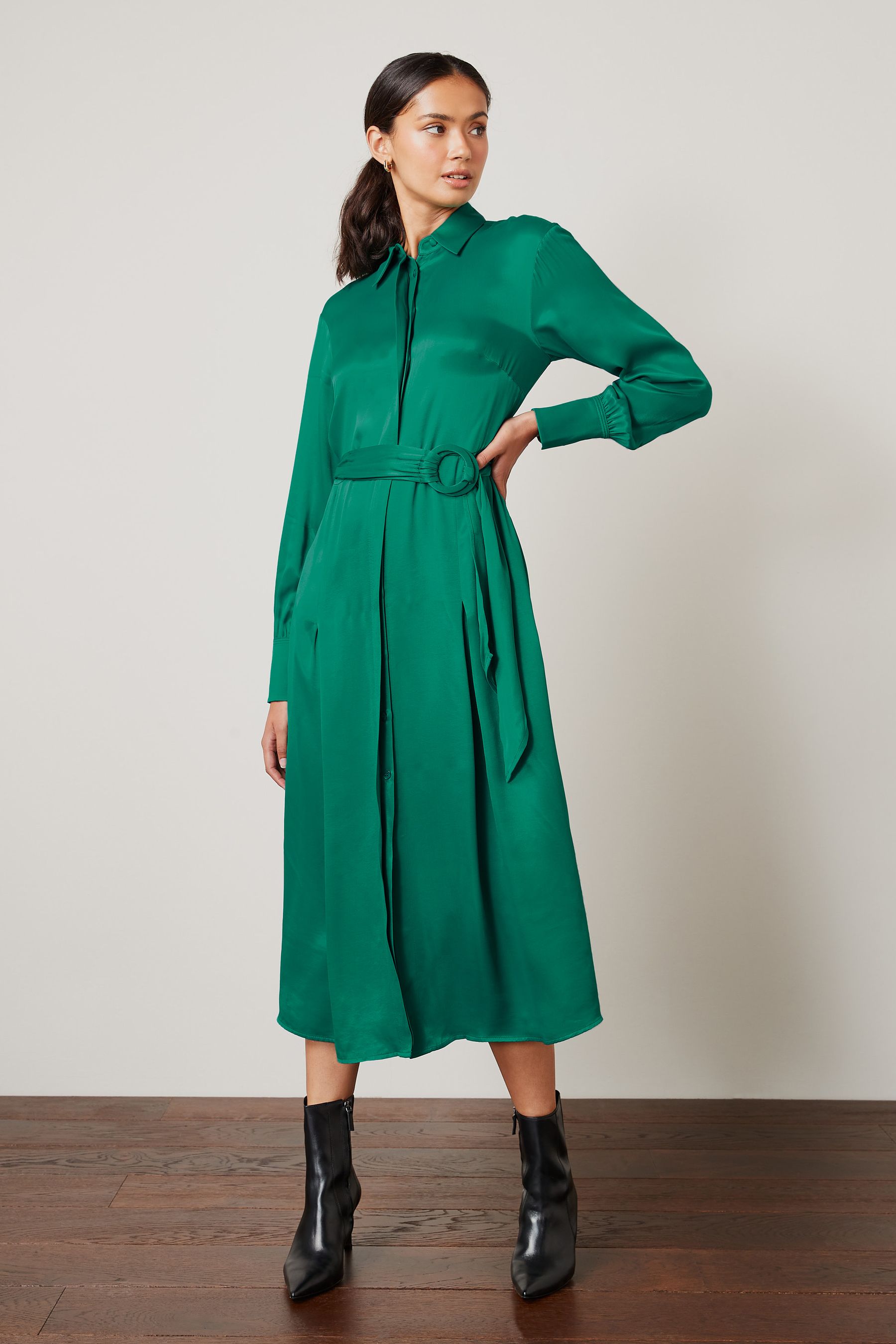 Bright green midi dress store