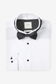 White Regular Fit Single Cuff Dress Shirt and Bow Tie Set - Image 4 of 6