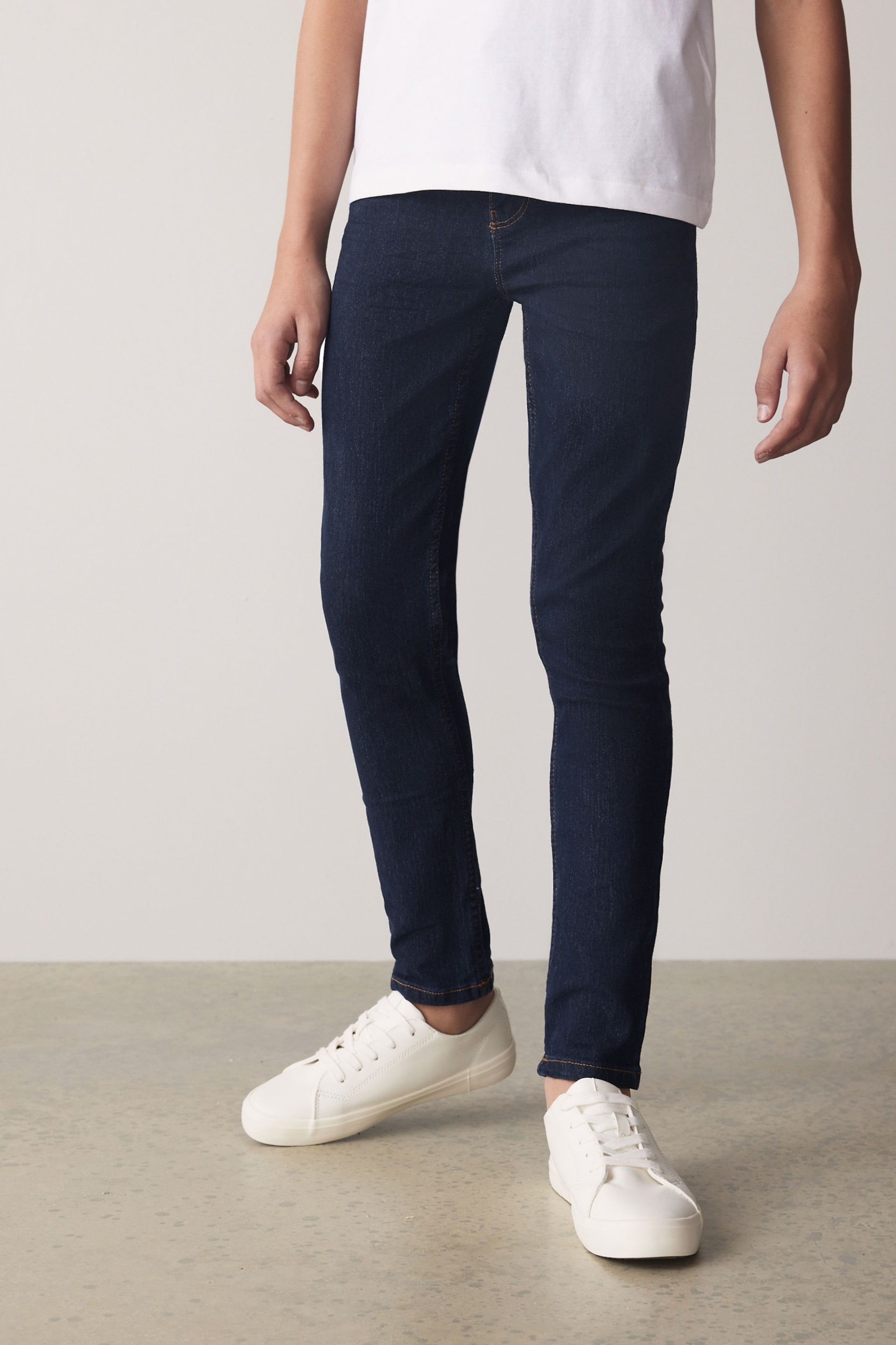 Blue Dark Super Skinny Fit Cotton Rich Stretch Jeans (3-17yrs) - Image 1 of 4
