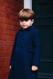 Trotters London Blue Wool Classic Coat - Image 5 of 6