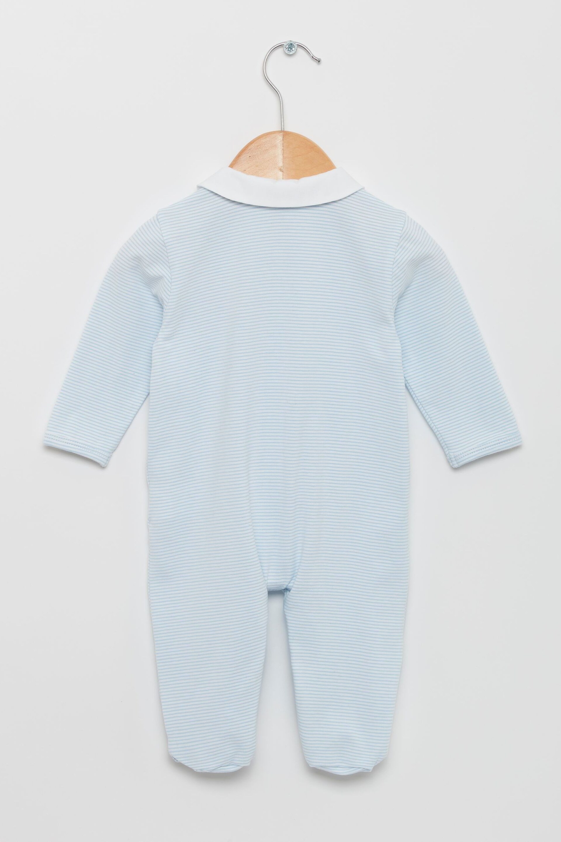 Trotters London Blue Stripe Hugo Sleepsuit - Image 3 of 4