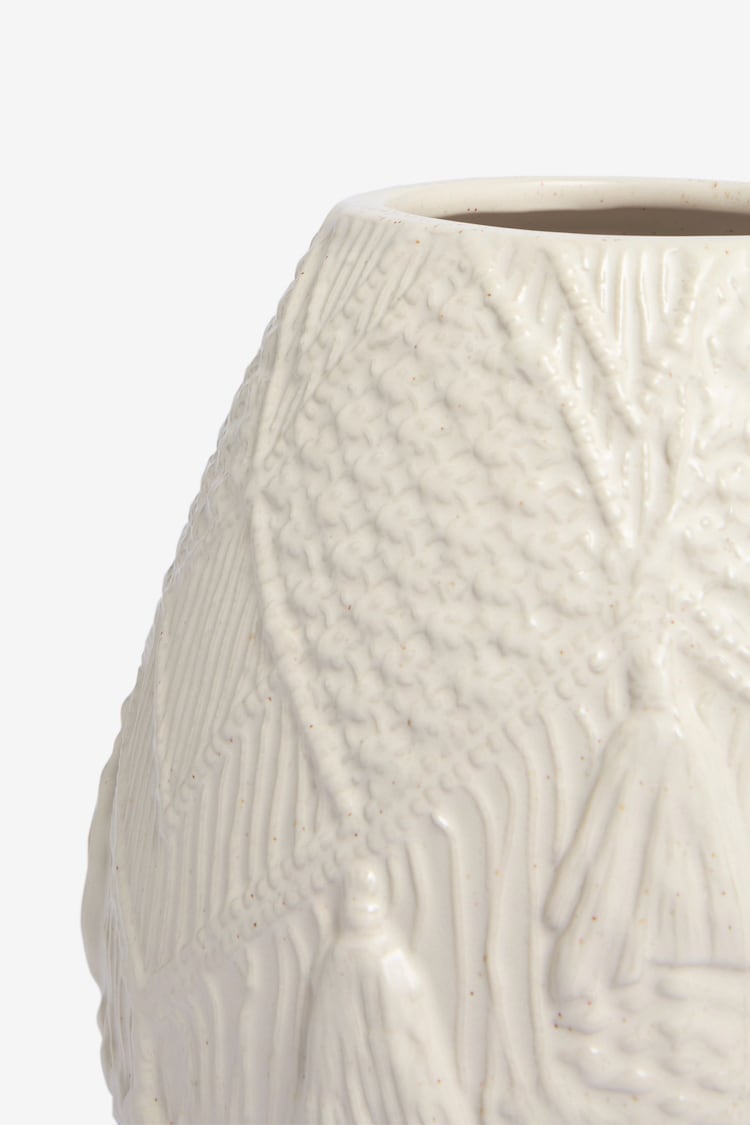 Natural Woven Look Reactive Glaze Ceramic Vase - Image 5 of 5