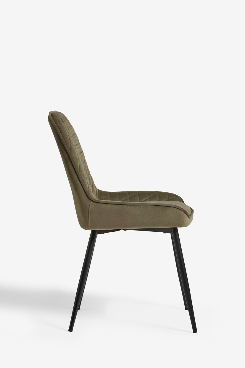 Set of 2 Soft Velvet Dark Sage Green Hamilton Non Arm Dining Chairs - Image 4 of 8