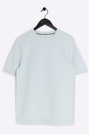 River Island Blue Textured Knitted T-Shirt - Image 4 of 5
