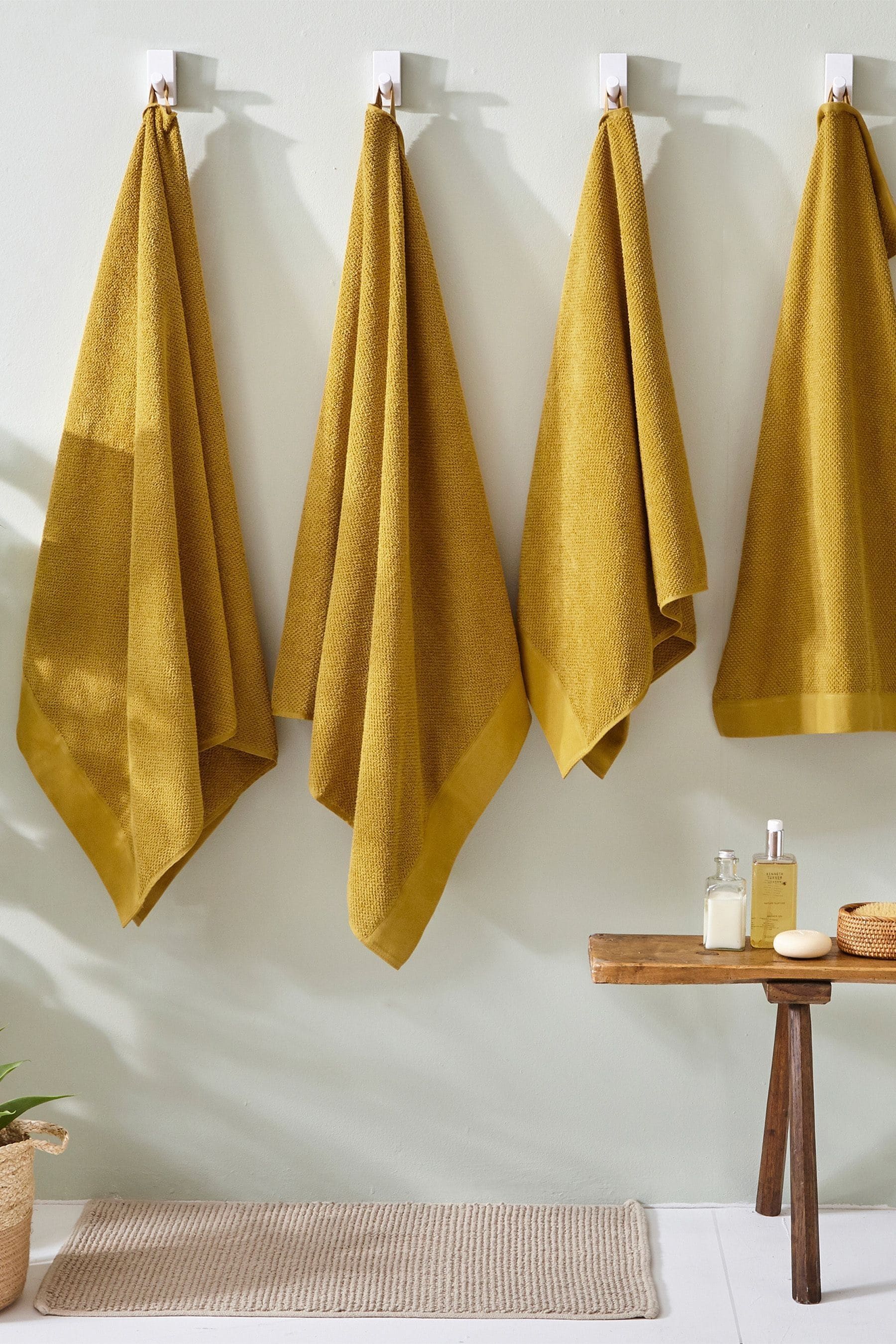 Buy furn. 4 Piece Ochre Yellow Textured 100 Cotton Bale Towels from the Next UK online shop