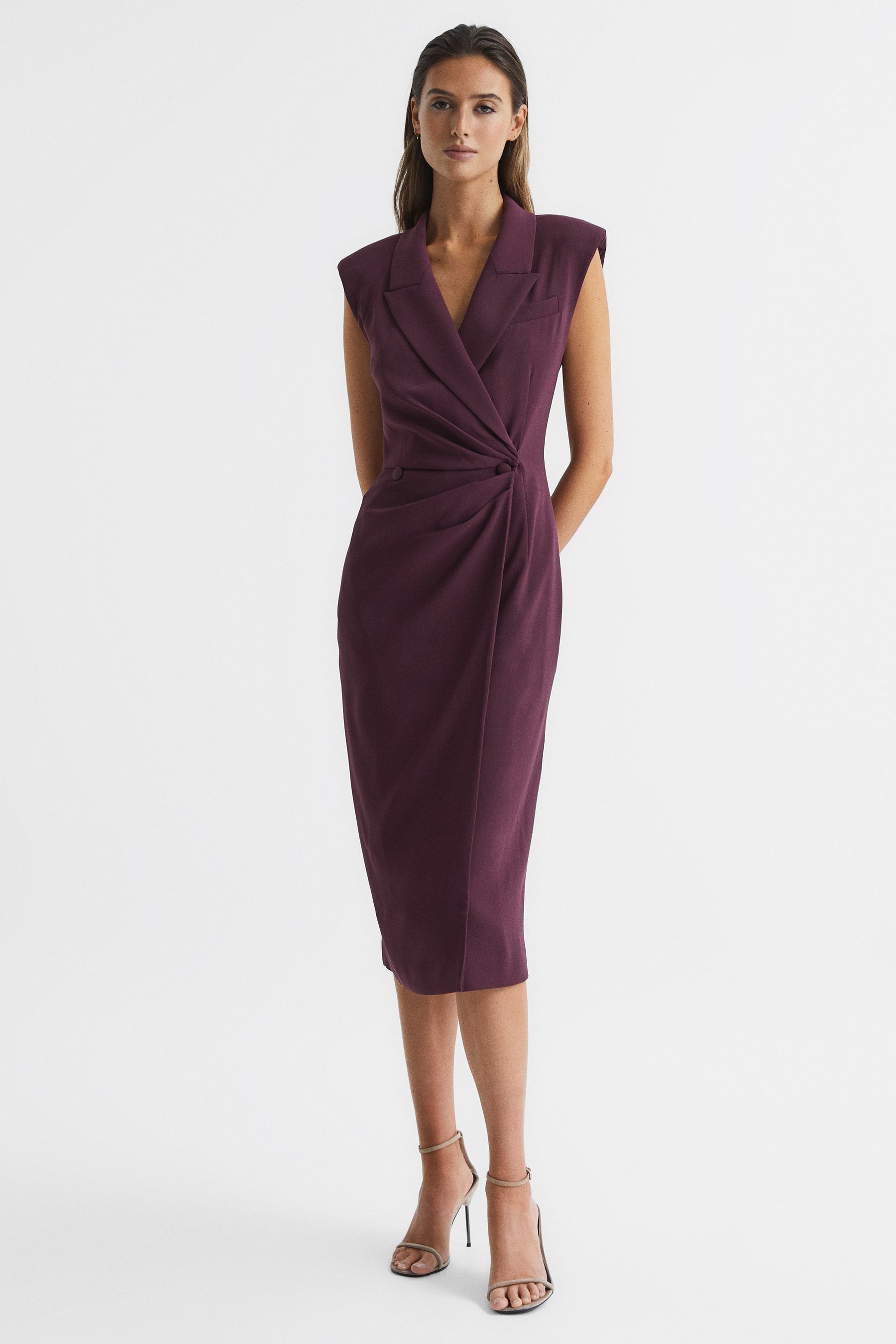 Buy Reiss Burgundy Cecile Tuxedo Bodycon Midi Dress from the Next UK online shop