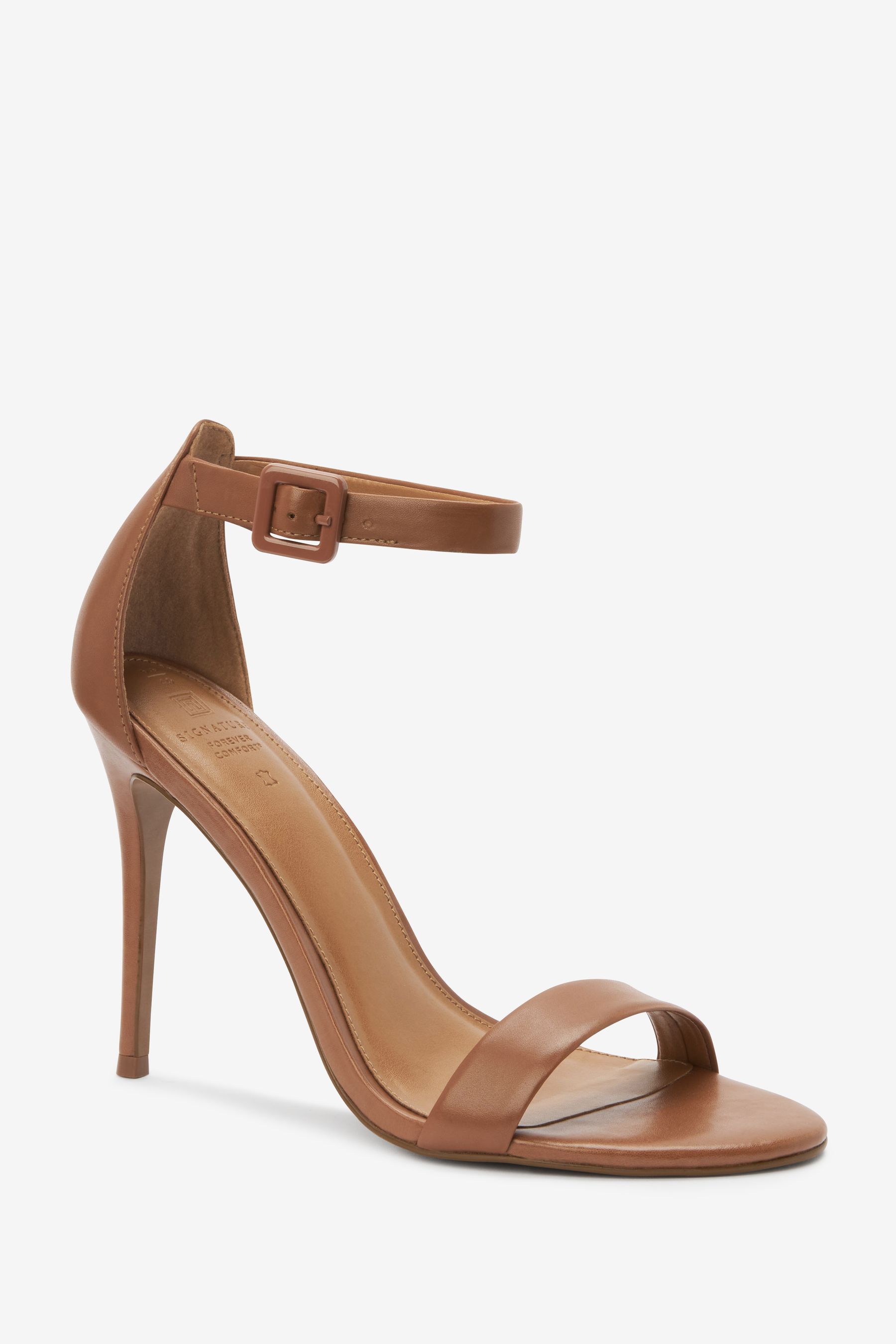 Buy Tan Brown Signature Leather High Heel Sandals from Next Poland