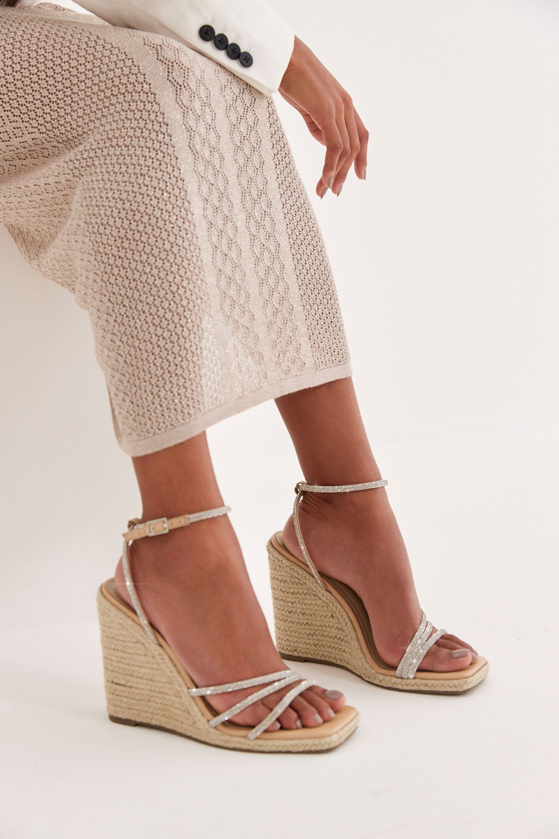 High nude wedges sale